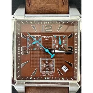 TISSOT QUADRATO SS/BROWN DIAL - RARE COLOR